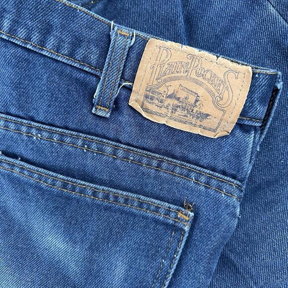 VTG JCPenny Jeans Men 33x31 Blue Dark Wash Plain Pockets Bootcut Smoke Rise 70's - Picture 9 of 9